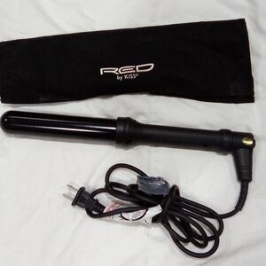 KISS Black Curling Wand with Pouch Red